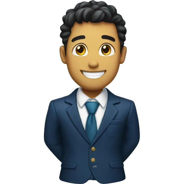 I want an emoji with a dark blue jacket with a tie with a happy look and smile emoji