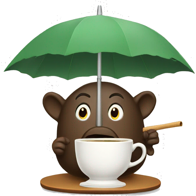 drinking tea with umbrella emoji