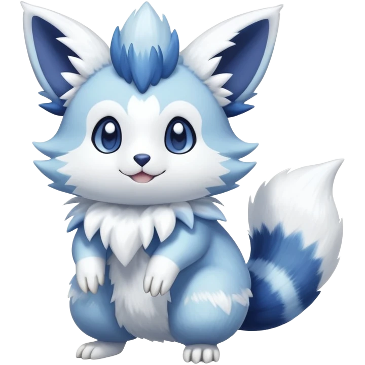 Shiny White Pastel Snowy Icy Sparkly Cute Furret-Meowstic-Zangoose-Hybrid (Full body) emoji