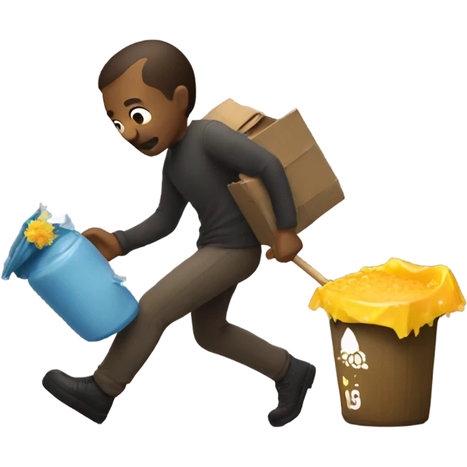 Man takes a trash out of honey  emoji