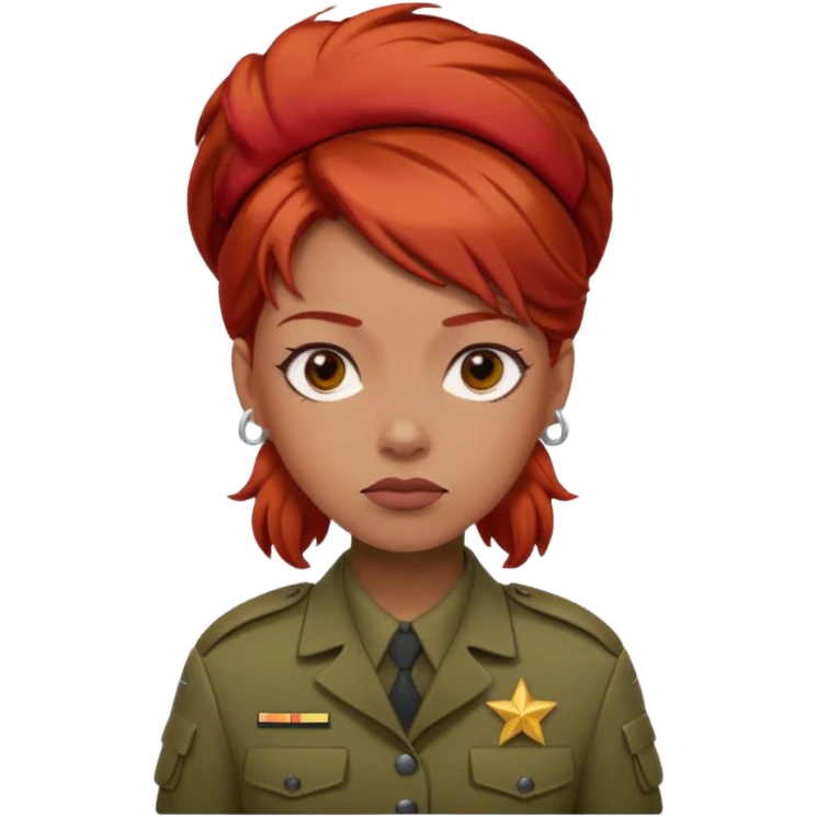woman soldier with red hair clip emoji
