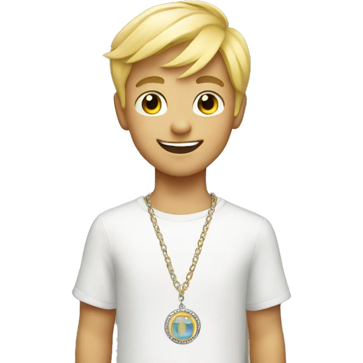 smiling blonde boy with necklace emoji