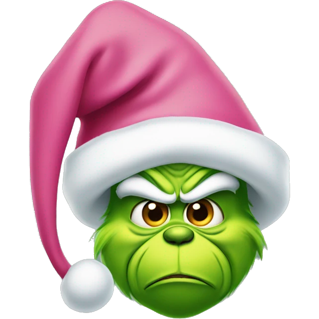 Grinch with a pink Santa hat emoji