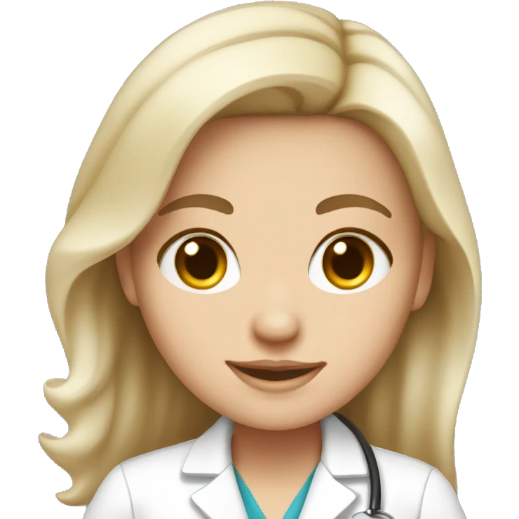 white girl white bronde hair wearing a lab coat emoji