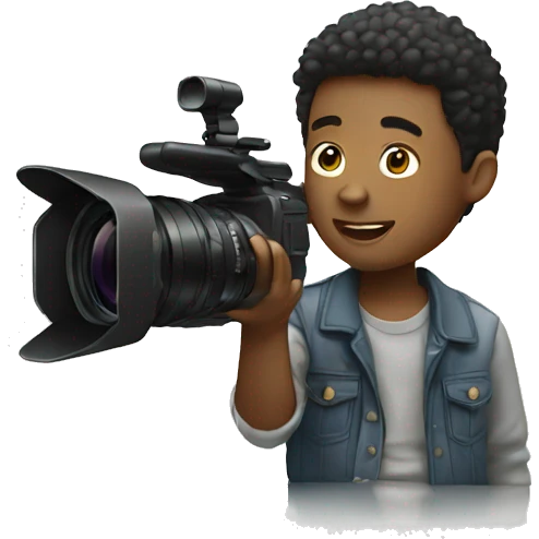 Boy shooting videos with iphone emoji