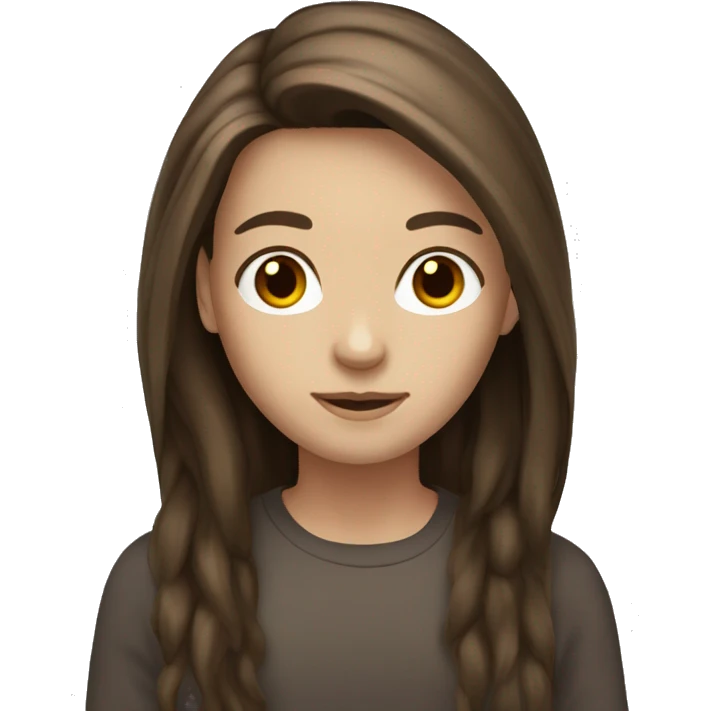 brown medium long hair, brown eyes, white skin  emoji