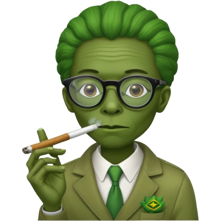 jamaican alien wearing glasses and smoking a joint emoji