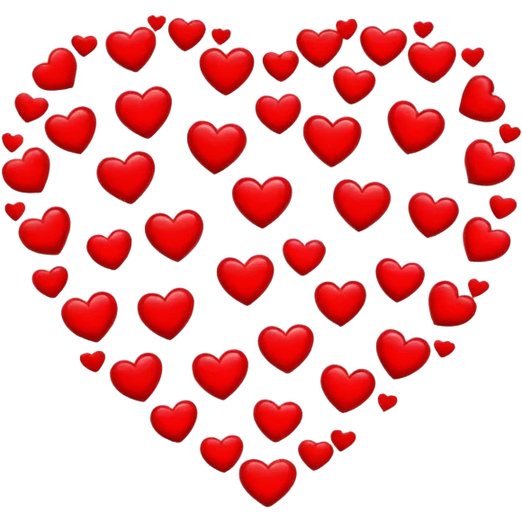 Make a heart that has many small hearts coming out of it emoji