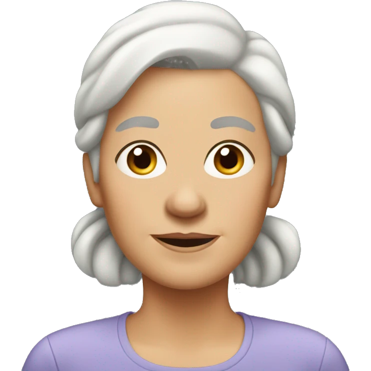 white grandma with straight hair in a low ponytail with no glasses emoji