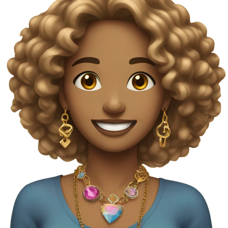 Girls smiling with jewelry emoji
