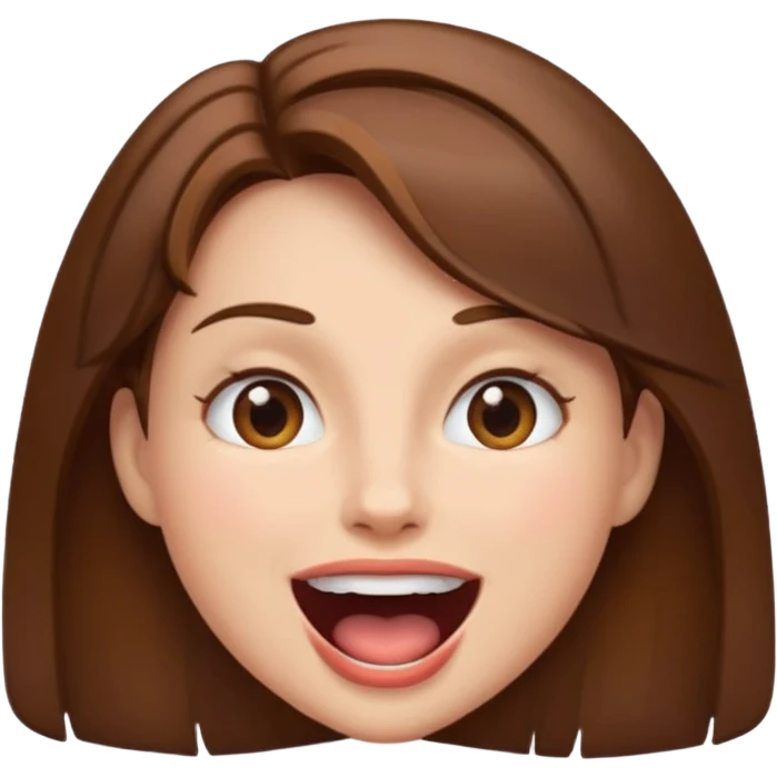 Woman brown hair. Mouth open emoji