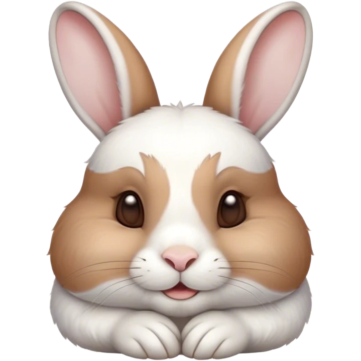 Meme-Worthy Cute Sleeping White and Brown Rabbit Portrait Emoji, Head resting peacefully with a contented smile, showcasing a delightfully balanced build and a luxuriously soft patterned fur of white and brown, eyes shut in a serene nap, Simplified yet hilariously adorable features, highly detailed, glowing with a soft, drowsy light, high shine, relaxed and utterly lovable, stylized with an air of playful laziness, bright and heartwarming, soft glowing outline, capturing the essence of a comically sleepy bunny, so meme-worthy it feels like it could instantly become the next viral sensation of adorable slumber! emoji