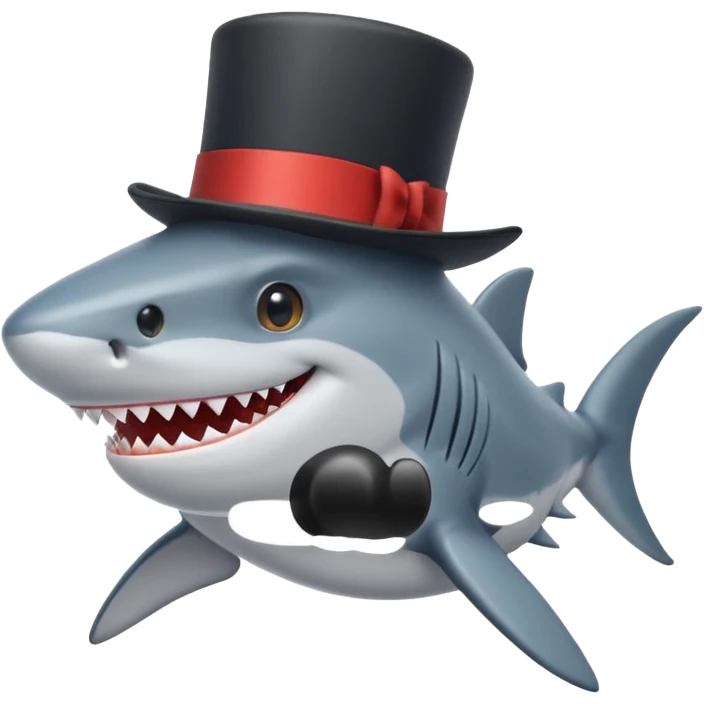 Shark with a top hat emoji