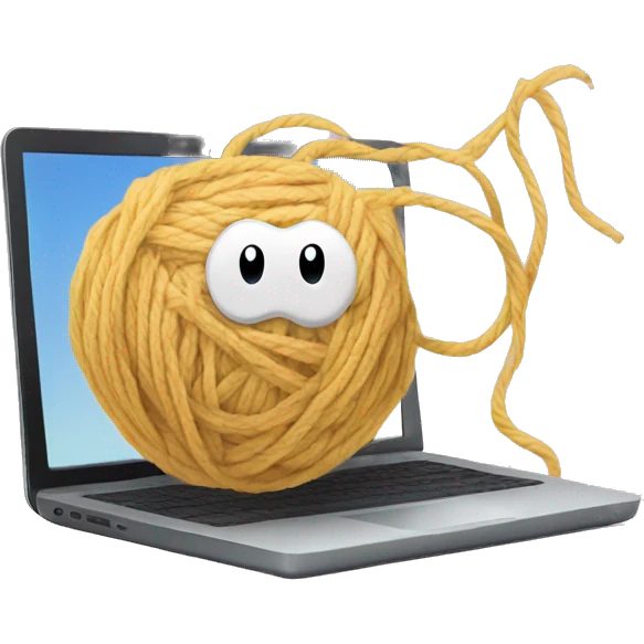 Laptop with a ball of yarn emoji