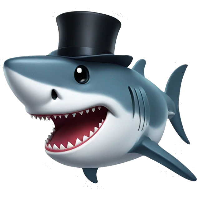 Shark with a top hat emoji