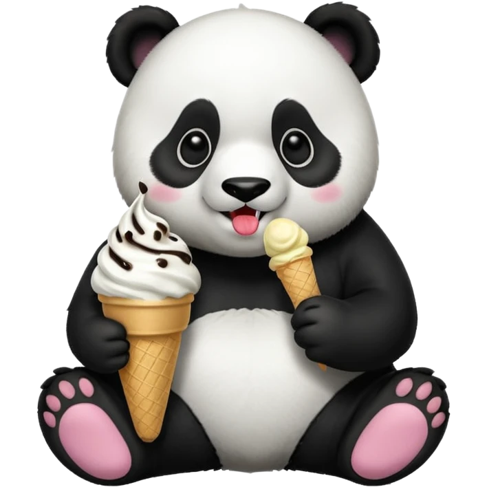 Panda eating ice cream emoji