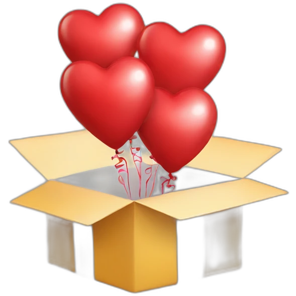 Open gift box with heart balloons  emoji