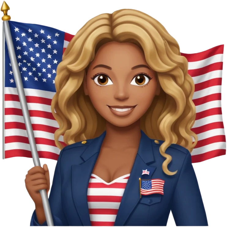 Beyonce with holding  american flag emoji