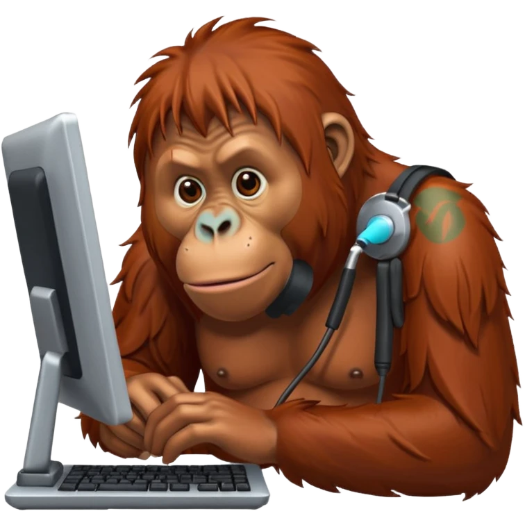 An orangutan on a computer  emoji
