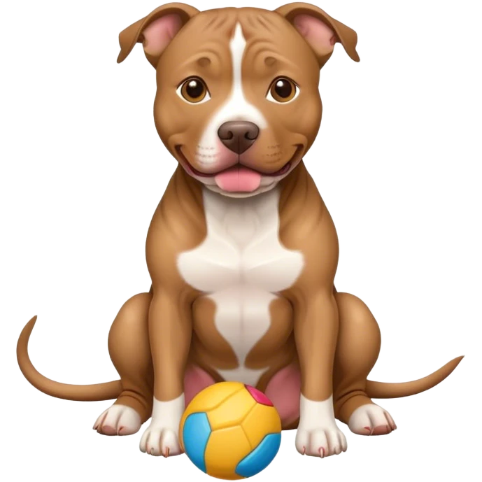 Light brown brindle pitbull with toy emoji