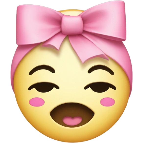 Smiley closed eyes with lashes and pink bows  emoji