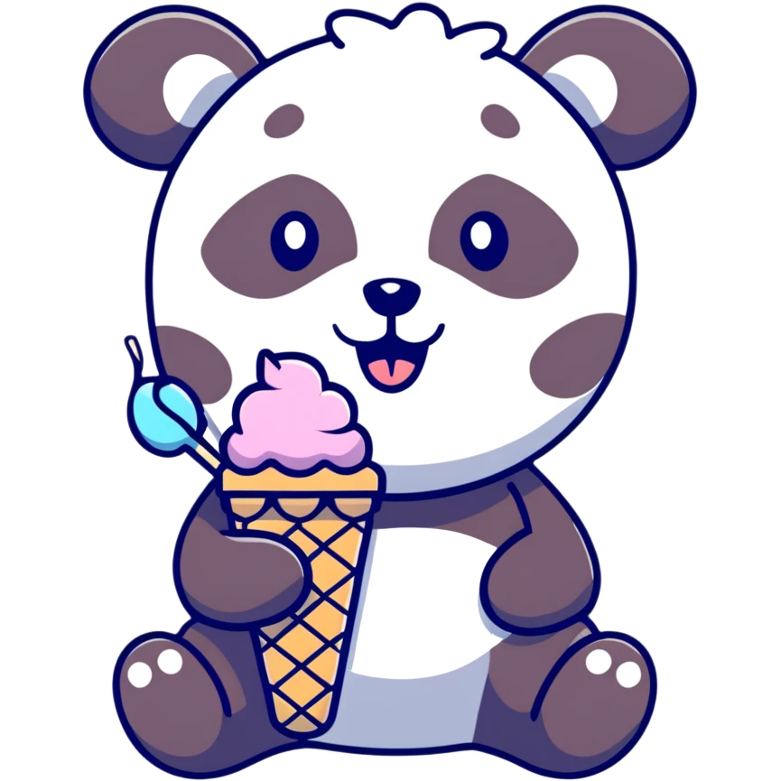 Panda eating ice cream emoji