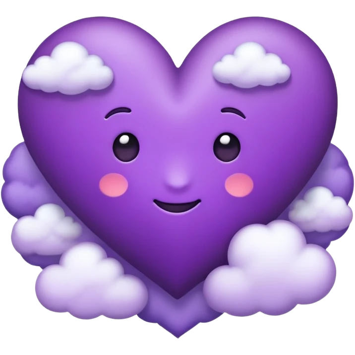 purple heart emoji with small clouds   emoji