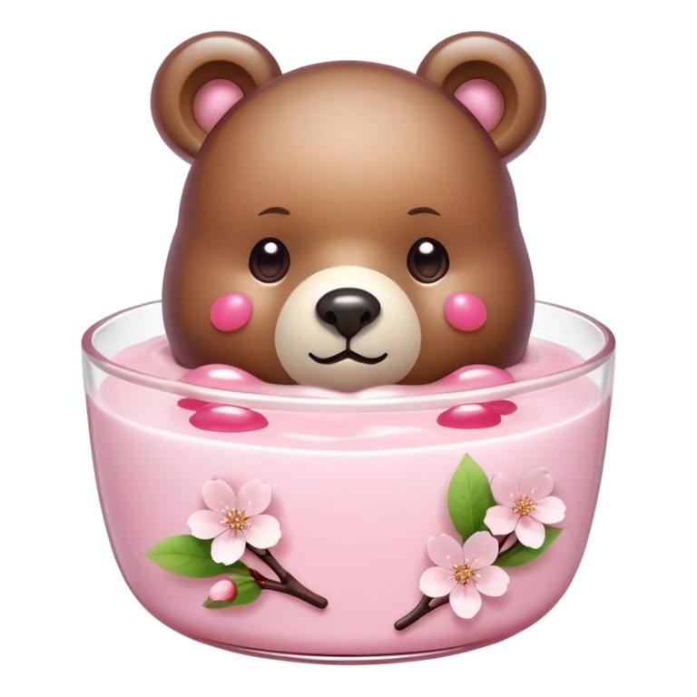 sakura pudding shaped like a bear with cherry blossom decoration emoji
