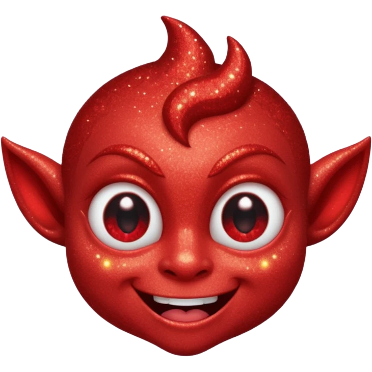 red glitter imp happy winking an eye emoji
