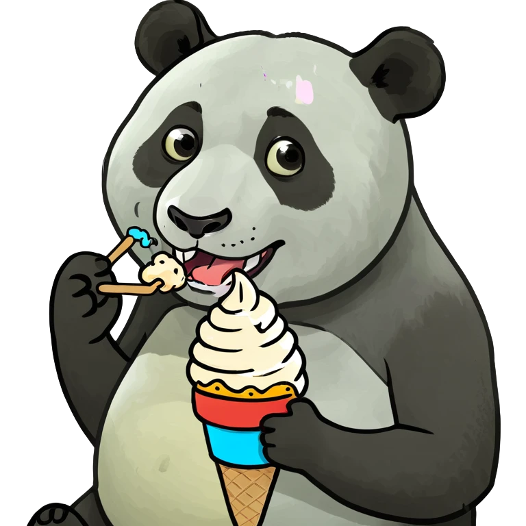 Panda eating ice cream emoji