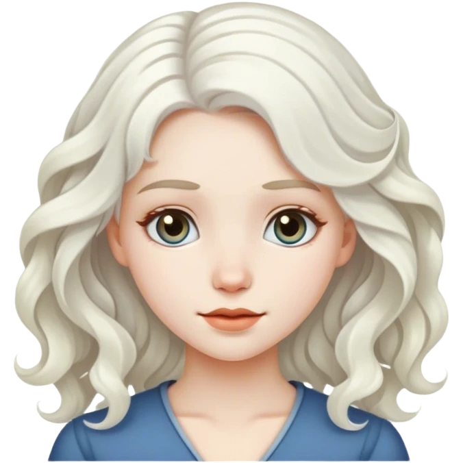 fair girl with white wavy hair emoji