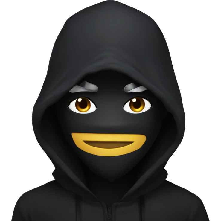 a shadow anime character with black  attire and a cool mask and hood emoji
