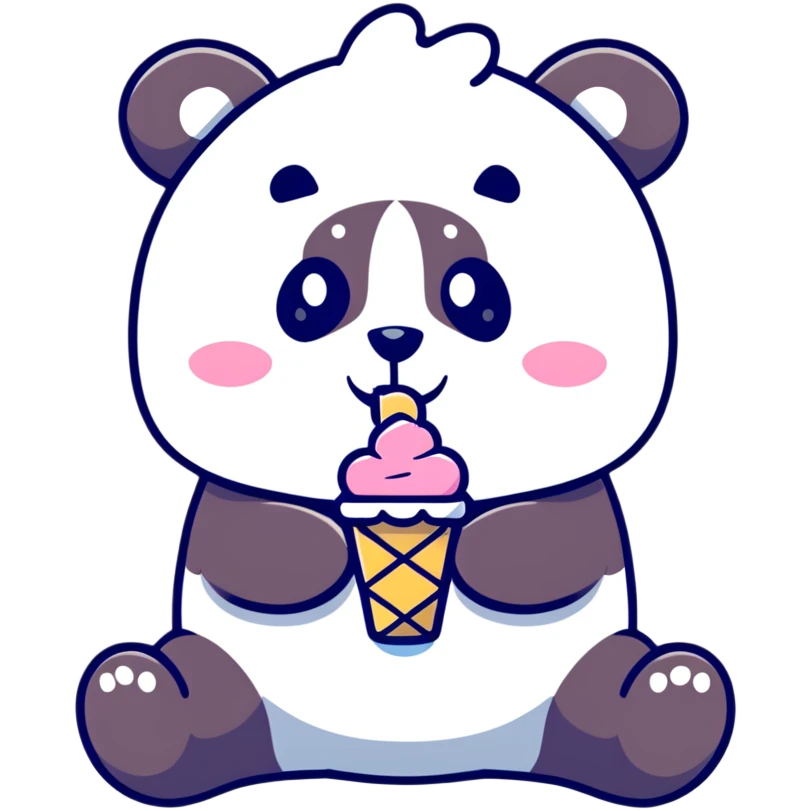 Panda eating ice cream emoji