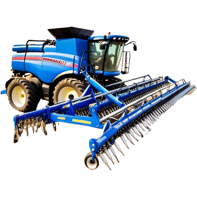 Bourgault 3420 Paralink Hoe Drill (2022) – Cinematic-realistic Bourgault 3420 Paralink Hoe Drill, its massive blue frame stretching across the vast fields. The powerful machine plants seeds with pinpoint accuracy as the sun rises over the horizon, golden dust swirling in the crisp morning air. emoji
