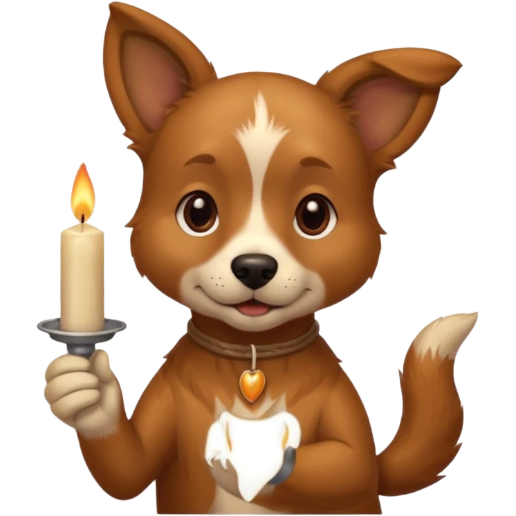 dog holding a lit aromatic candle in hand emoji