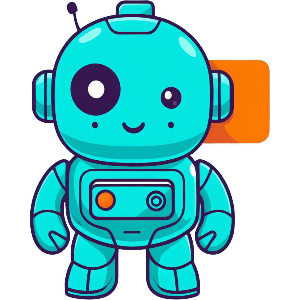 teal cute robot winking emoji