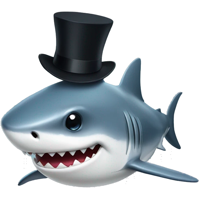 Shark with a top hat emoji