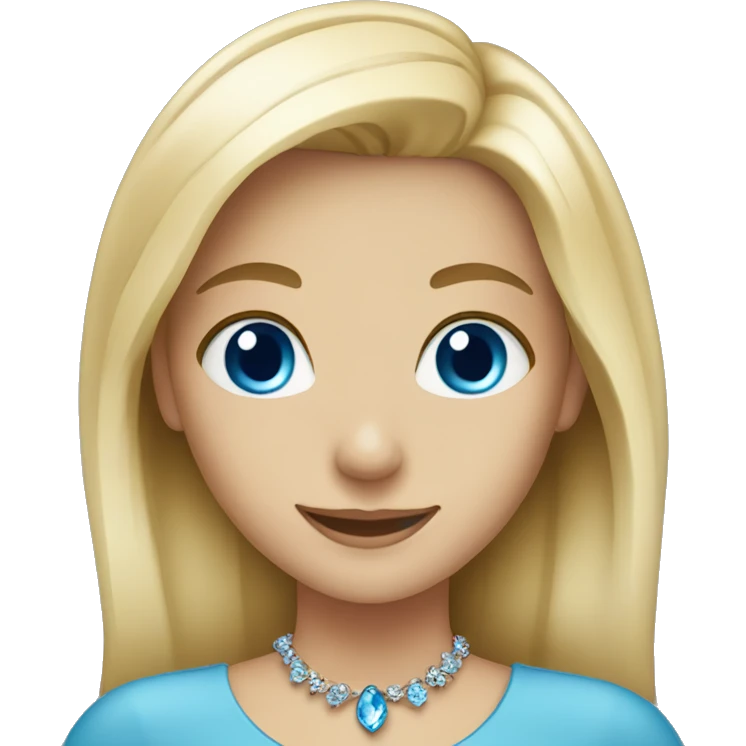 smiling blonde girl with jewelry blue eyes emoji