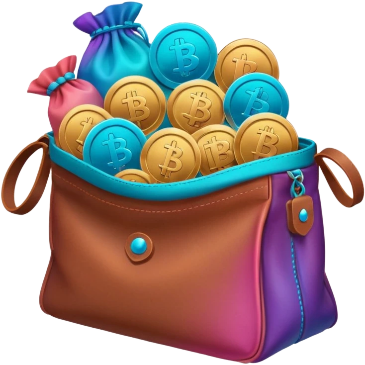 coins inside brown leather bag

Change coins color in in gradient of turquoise, blue, pink, purple, and coral emoji