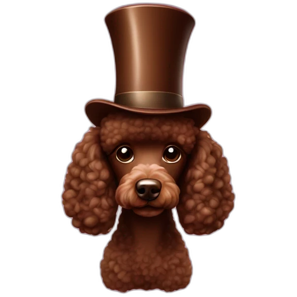 Chocolate poodle in cylinder hat emoji