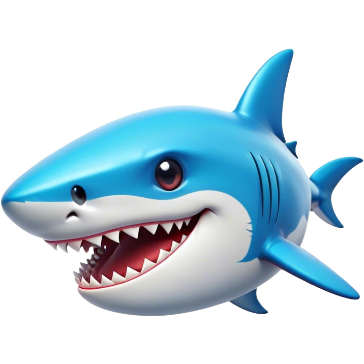 Cinematic Comical Shark Portrait Emoji, Head tilted dramatically with an exaggeratedly amused expression, featuring a striking, glossy streamlined body with bold accents and wide, expressive eyes filled with playful disbelief, Simplified yet hilariously expressive features, highly detailed, glowing with a slightly sassy glow, high shine, dramatic yet playful, stylized with an air of cheeky marine mischief, bright and endearing, soft glowing outline, capturing the essence of a spirited and over‐the‐top shark, so meme‐worthy it feels like it could snap its jaws into internet fame instantly! emoji