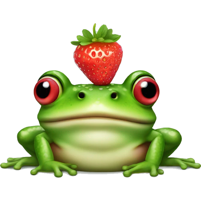 frog with strawberry on head emoji