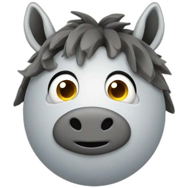 3d sphere with a cartoon Donkey skin texture with big thoughtful eyes emoji