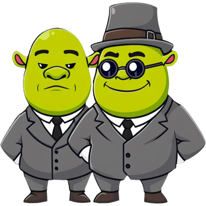 Shrek with a monocle and a mafioso hat emoji