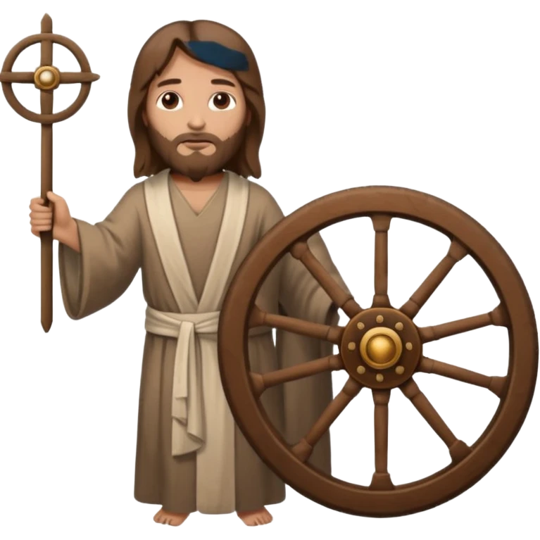 Jesus holding a wheel emoji