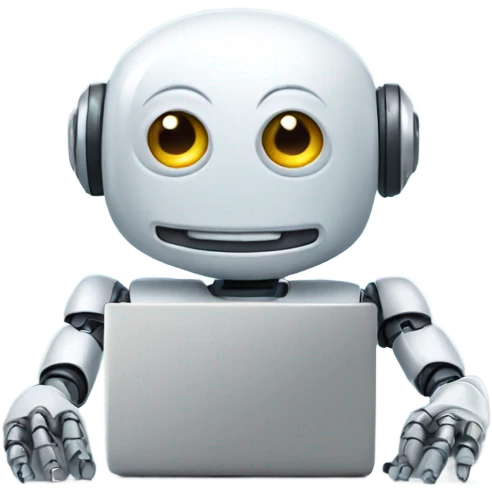 friendly happy robot on computer emoji