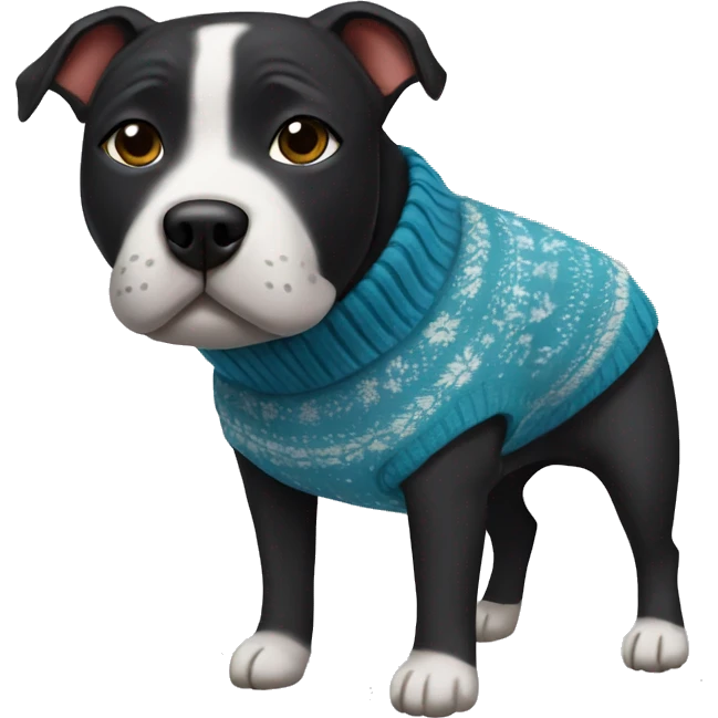 black staffy dog with sweater emoji