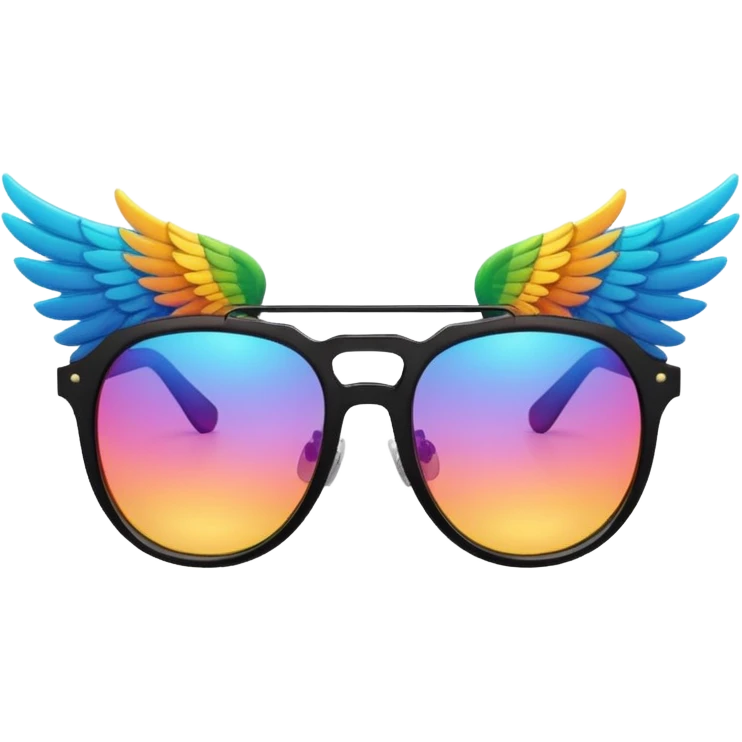 colourful hipster sunglasses with wings emoji