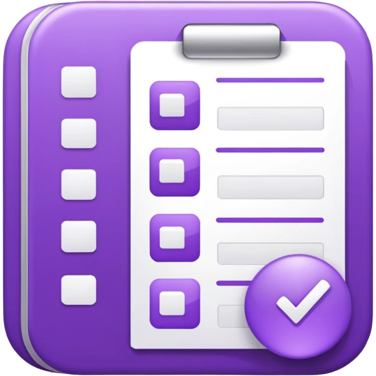 Google Form icon, purple document with white lines and checkboxes, Apple emoji style emoji