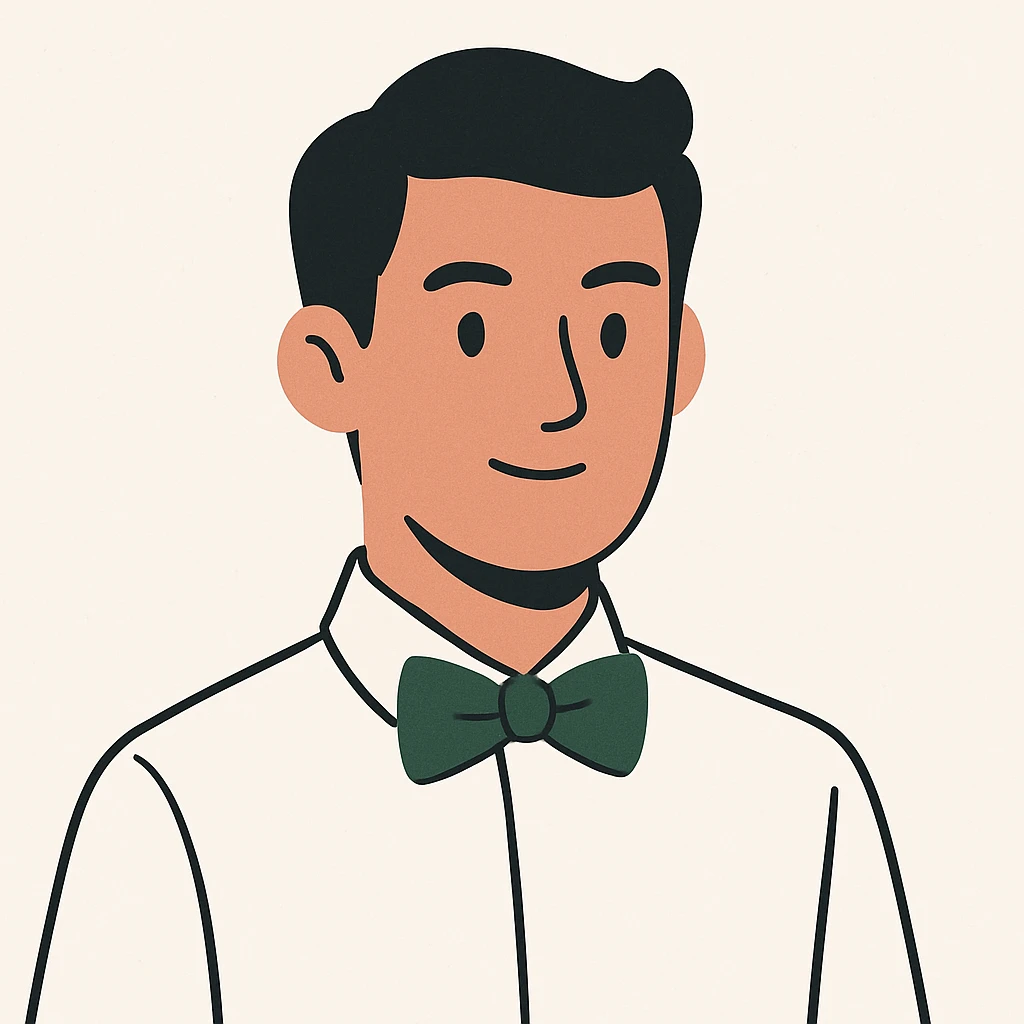 character wearing a green bowtie, clean modern illustration style emoji